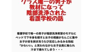 【新着同人誌】クラス唯一の男子が教材になって陰部洗浄された看護学校の話のトップ画像